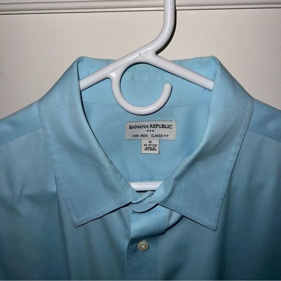 Banana Republic Classic Fit Non-Iron Turquoise Dress Shirt (Neck: 17-17.… - Picture 2 of 10